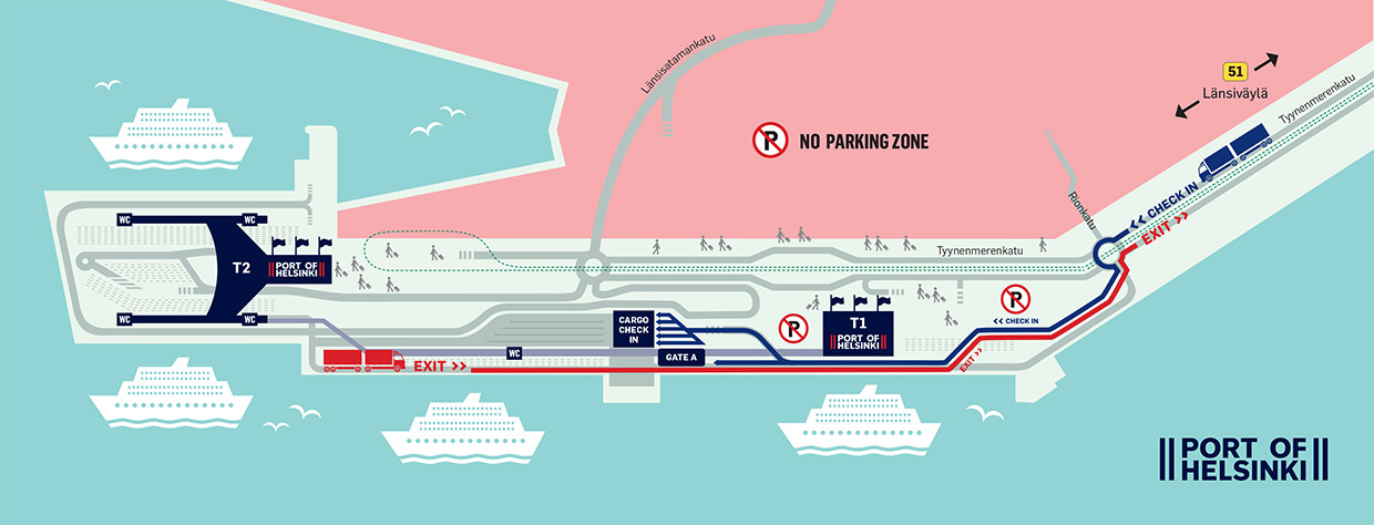 All heavy transports in the West Harbour to be directed to Tyynenmerenkatu as of 13 January – Passenger car drivers should use Länsisatamankatu