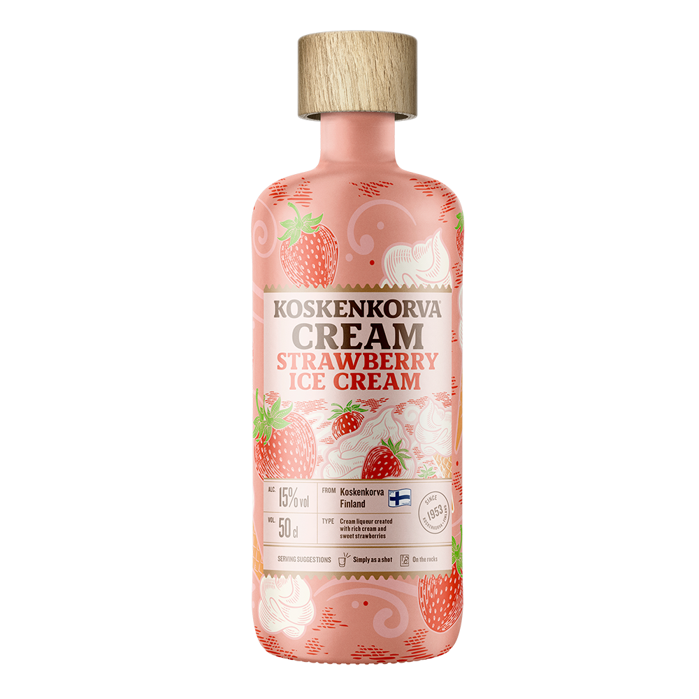 Koskenkorva Strawberry Ice Cream, 3 x 50cl
