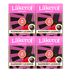 Läkerol Raspberry Licorice sugar-free, 4-pack