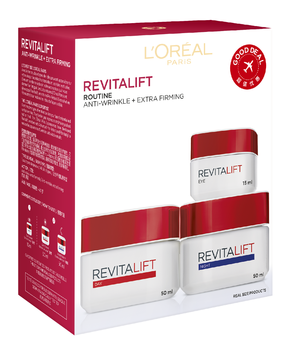 L'ORÉAL PARIS Revitalift Programme Set (Day Cream 50 ml + Night Cream 50 ml + Eye Cream 15 ml)