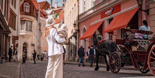 A woman with a child in Tallinn